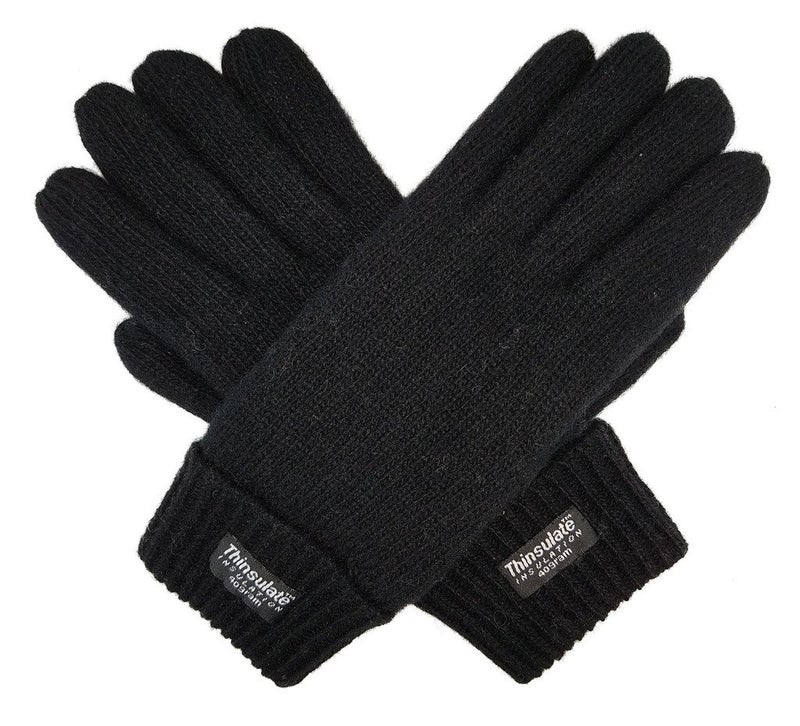 BRUCERIVER Ladie's Wool Knit Gloves with Thinsulate Lining Size M (Black) - Image 1